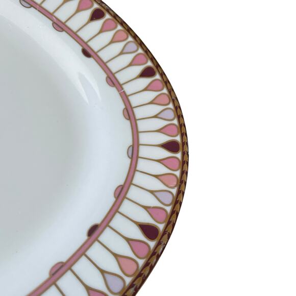 Grace Teaware Fine Porcelain Oval Serving Platter 14x9 Pink Gold Geometric New - Picture 6 of 12